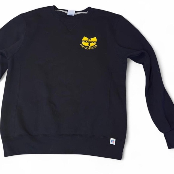 Wu-Tang Clan Black Russell Athletic Crewneck with Stitched Embroidered LogoM